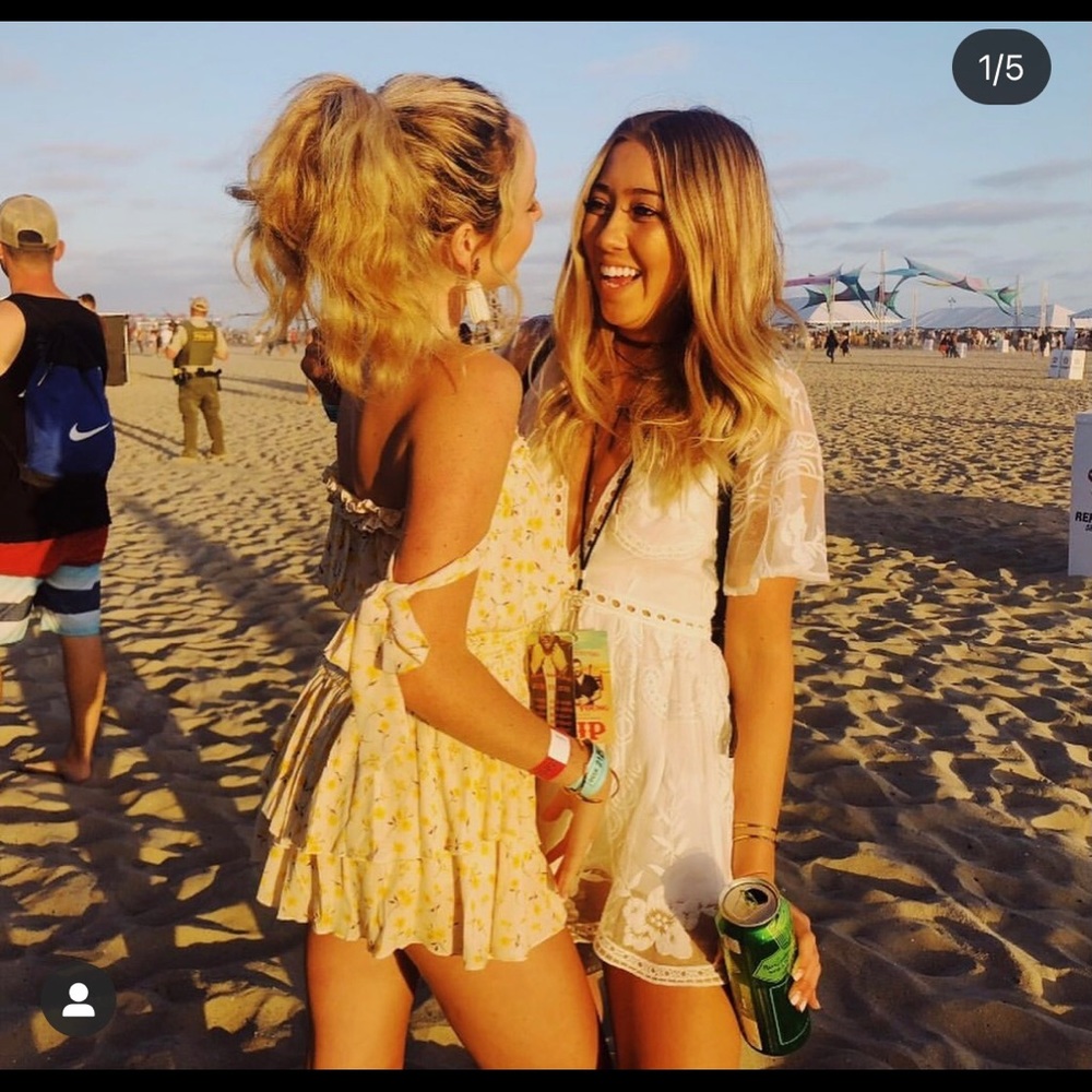 Planet blue yellow floral romper